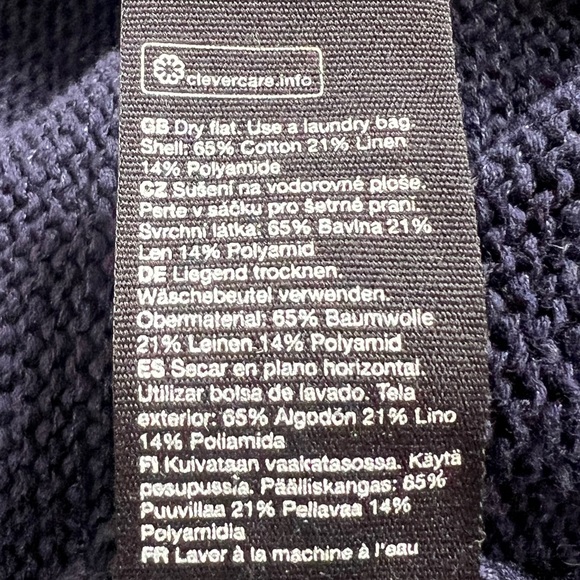 ANTHRO AND OTHER STORIES SWEATER VEST/DRESS NAVY SHELL BUTTONS SZ M LINEN BLEND - Picture 8 of 10